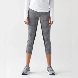 Lululemon Pace Rival Crop Maze Jacquard White Black / Black Leggings Size 10